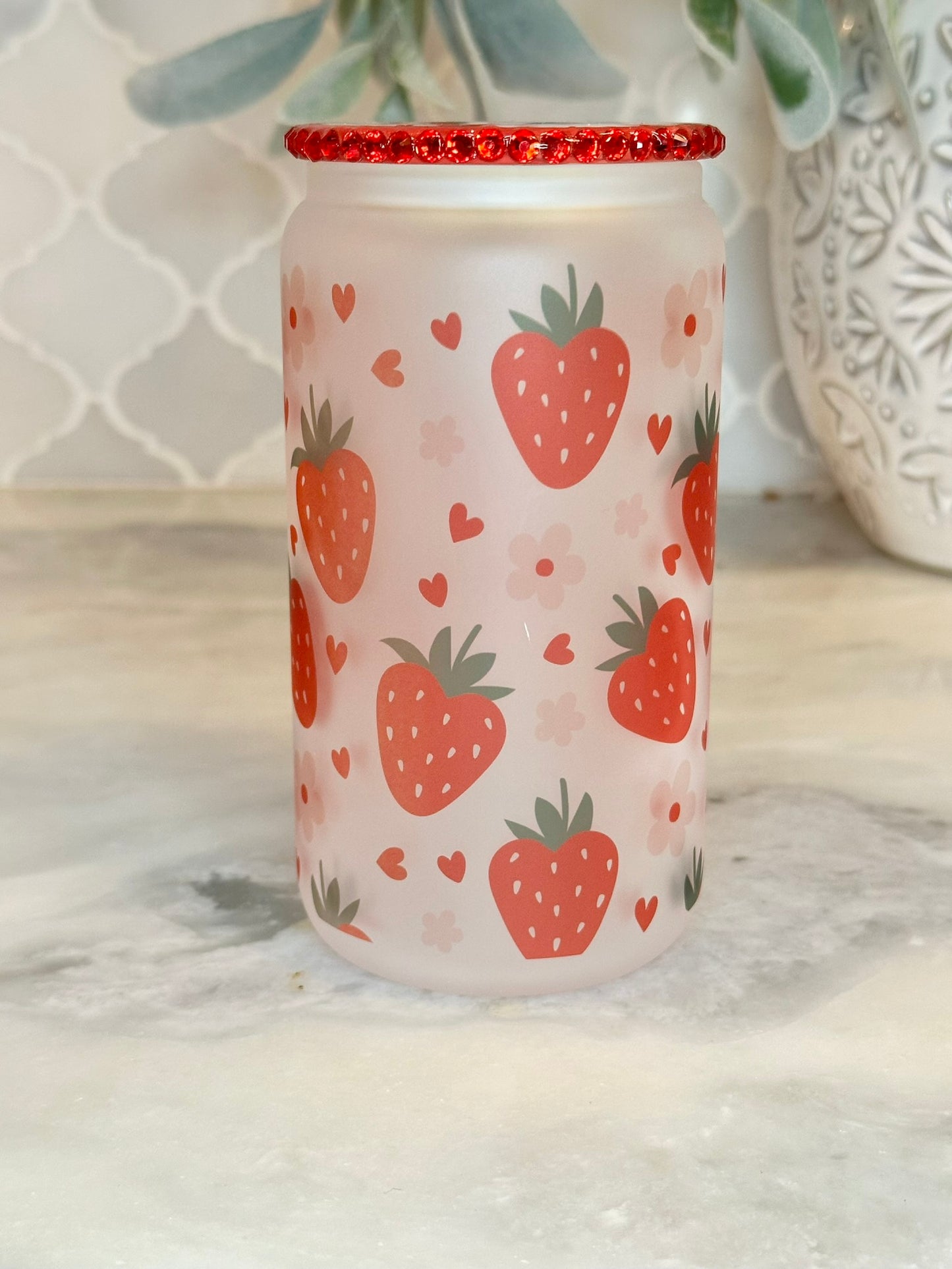 Strawberry Glass Can