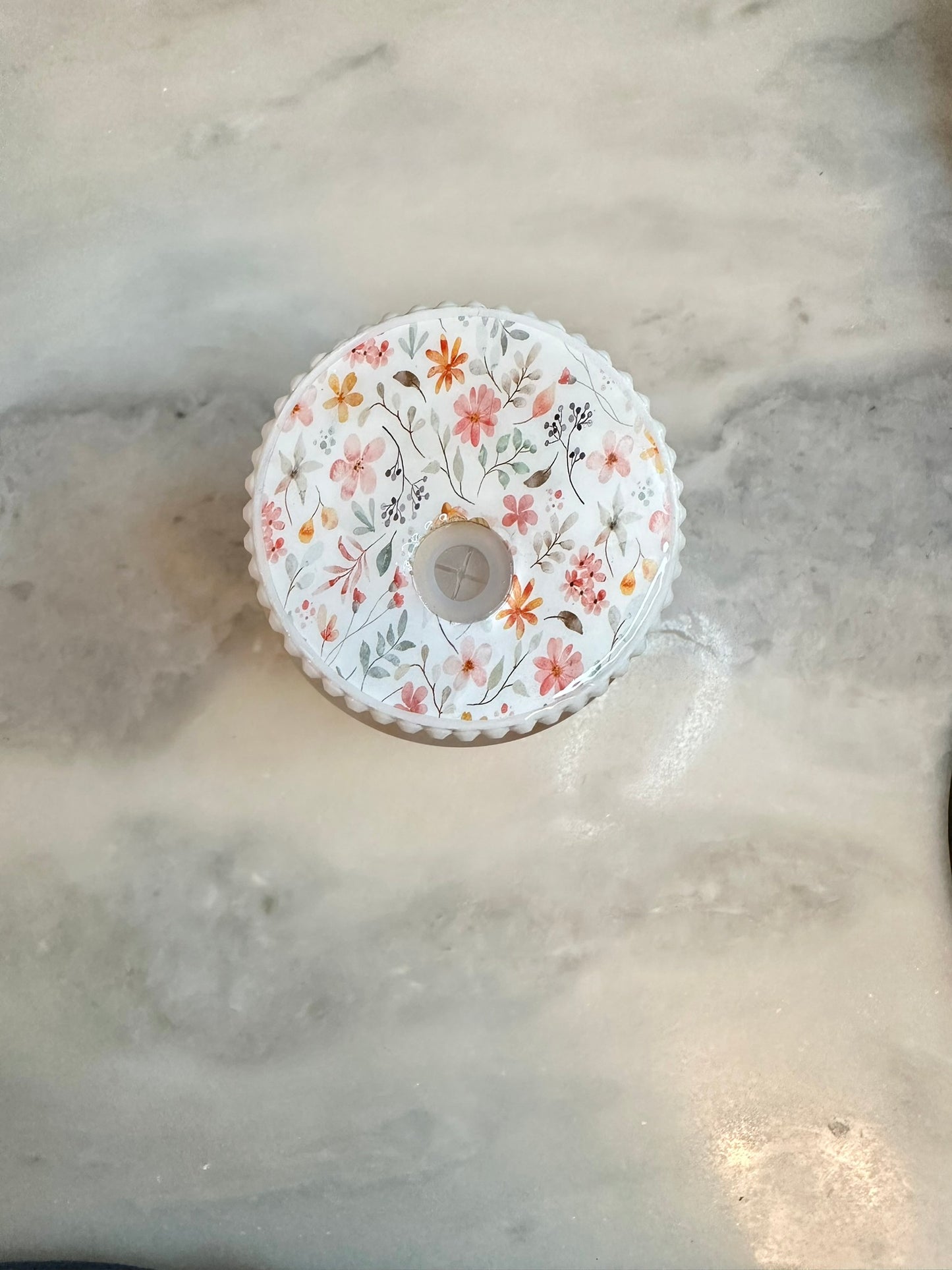 Floral Glass Can
