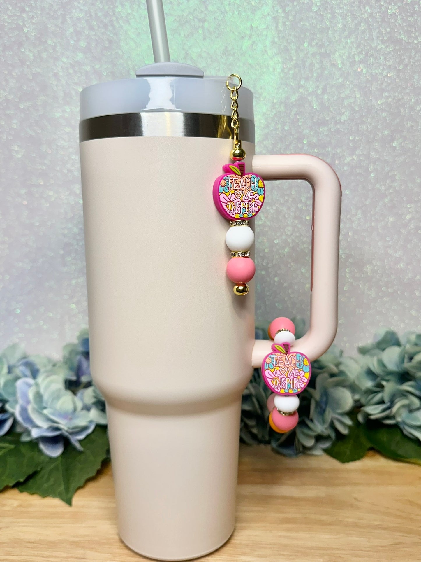 Teach Love Inspire Straw & Handle Charm